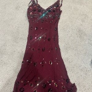 Elegant Burgundy Sequin Dress